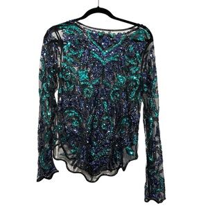 Forever21 Sequined Sheer Mesh Top - Size S